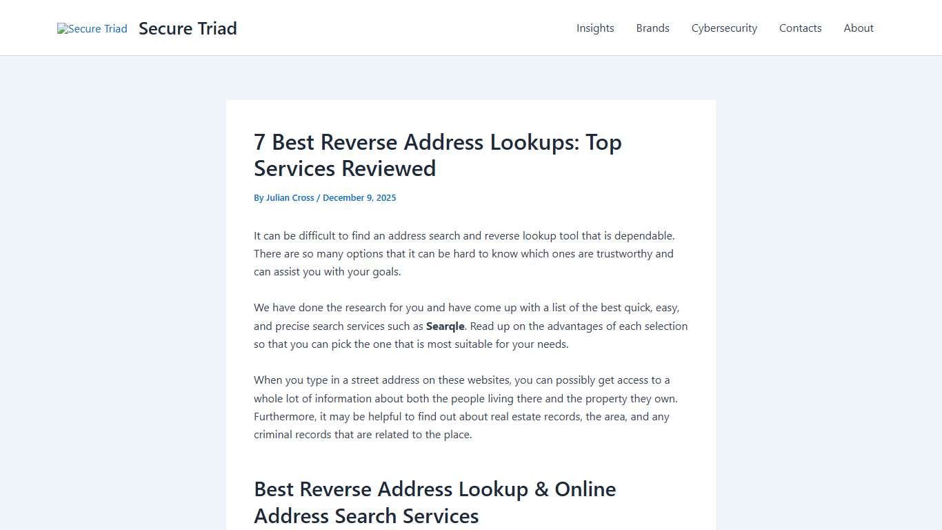 7 Best Reverse Address Lookups: Top Services Reviewed | Secure Triad