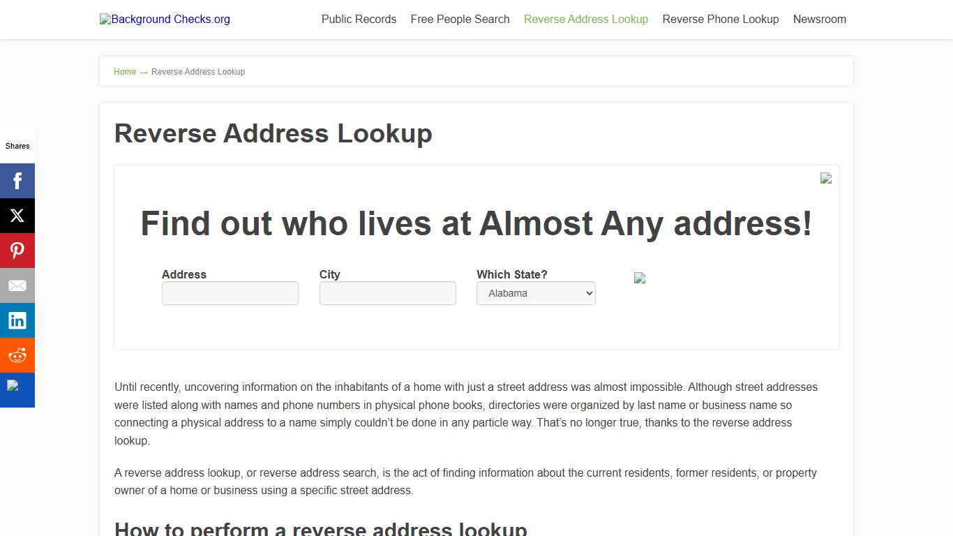 Address Lookup - Run a Reverse Address/White Pages Search | Background Checks.org