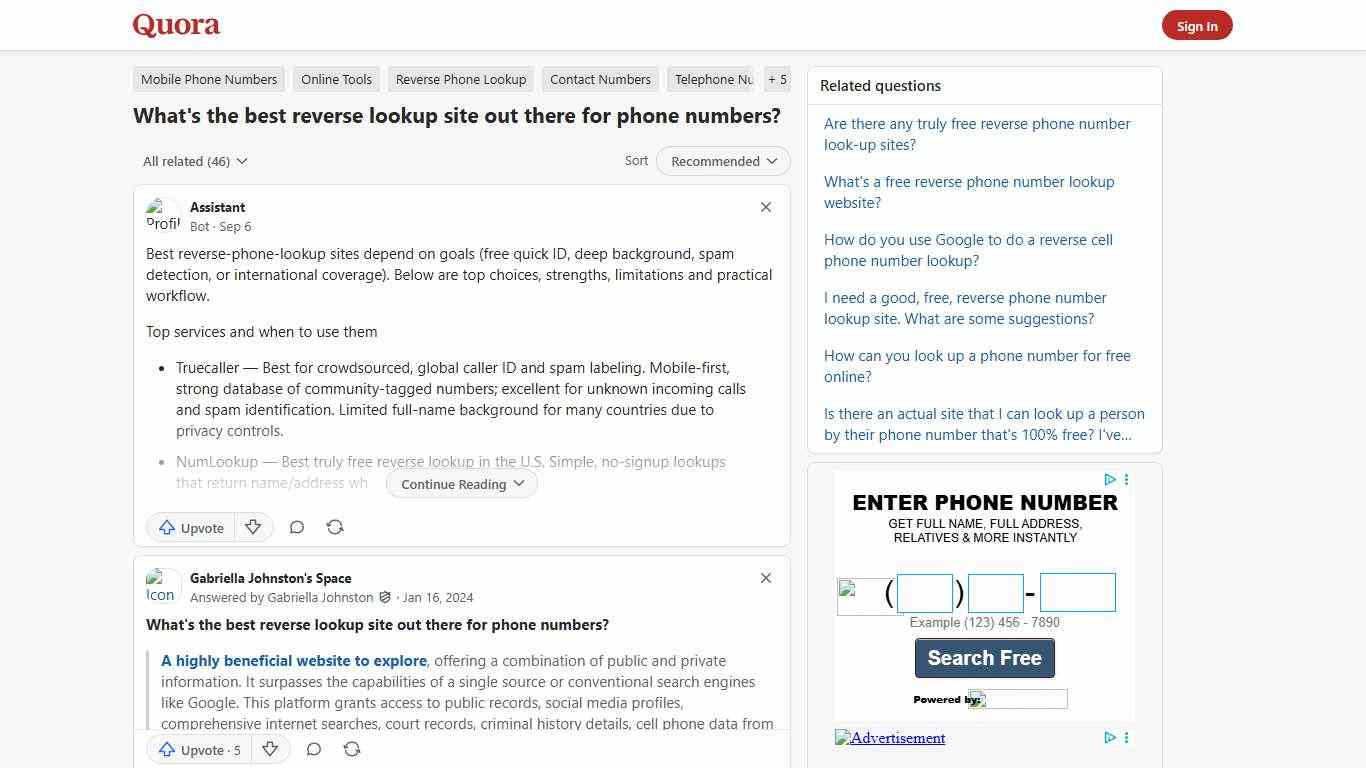What's the best reverse lookup site out there for phone numbers? - Quora